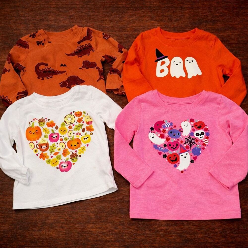 Baby Girl Halloween Shirts 18M Boo Pumpkin Fall Tops Bundle 4pc bundle